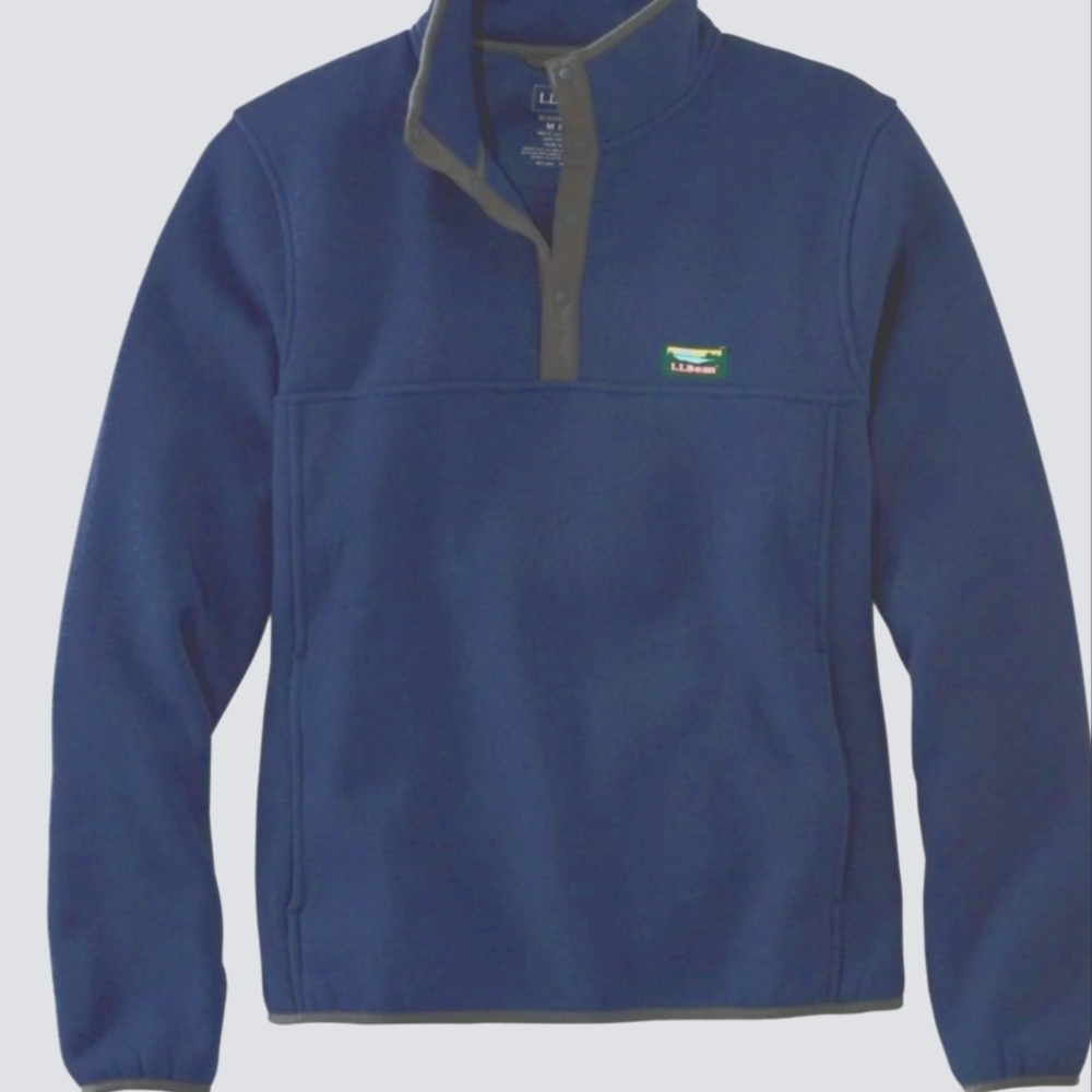 LLBean Sweater Fleece Pullover Bright Navy Blue Size Large